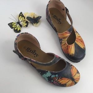 Women’s Orange Butterfly Mary Jane Flats
